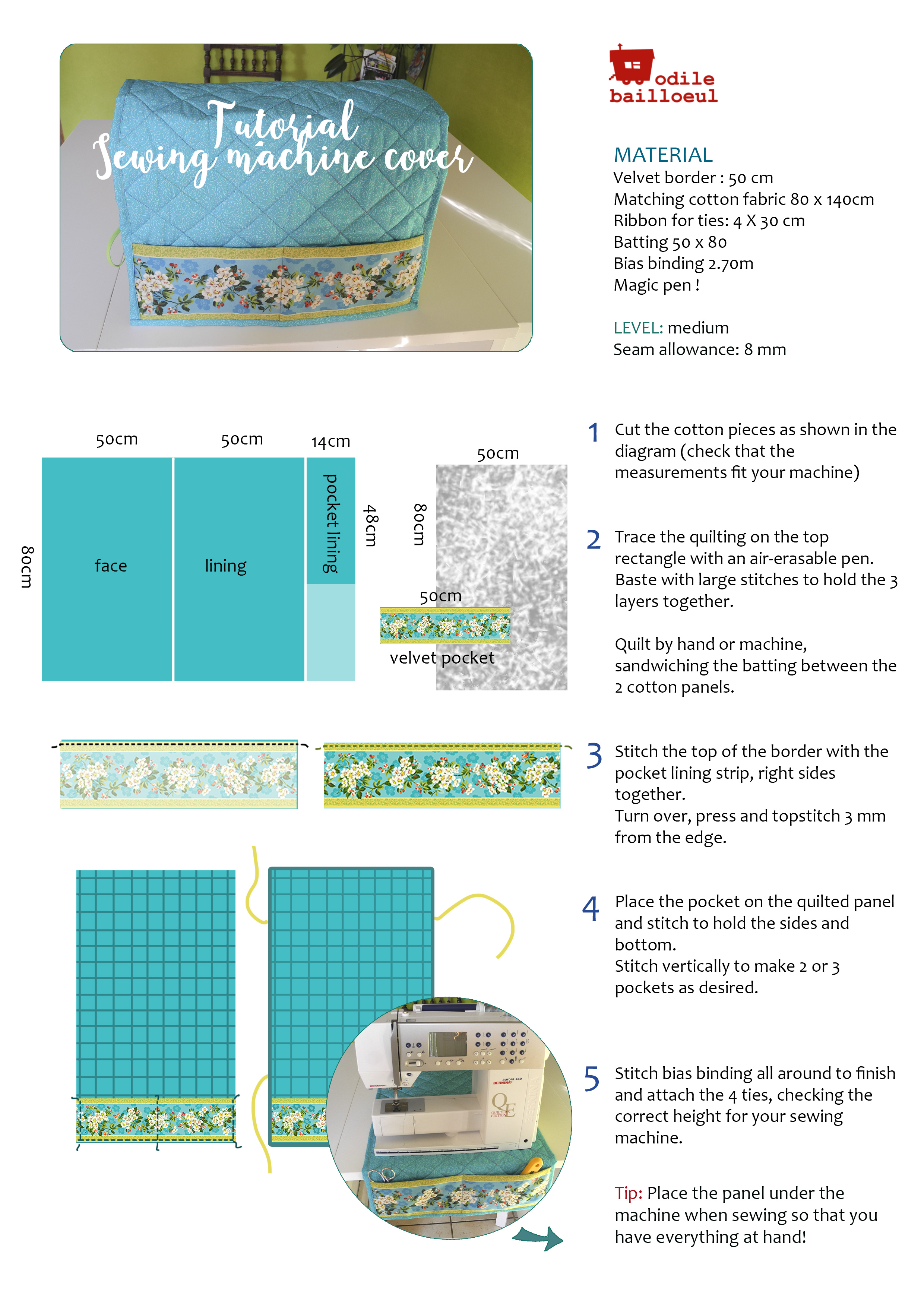 Tutorial sewing machine cover